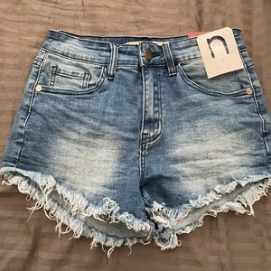 High rise denim shorts